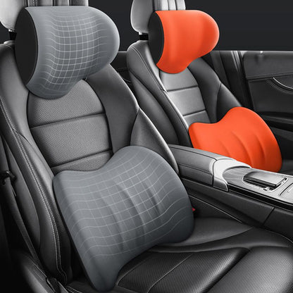 🚗 Ergonómikus autósülés fejtámla és ágyékpárna – Memóriahab, légáteresztő PU bőr, univerzális – Utánvét 💪
