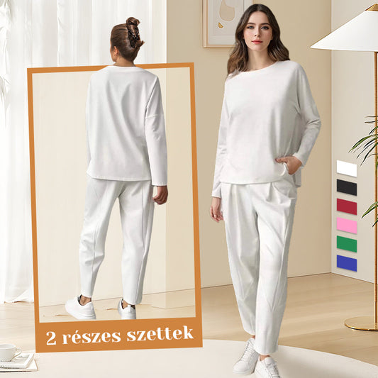 💖2 részes szett hosszú ujjú, kereknyakú blúzzal és nadrággal