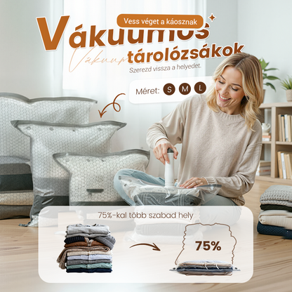 📦 Vákuum tárolózsákok — 80% helymegtakarítás a holmijainak! | Praktikus otthoni és utazási tároló megoldás