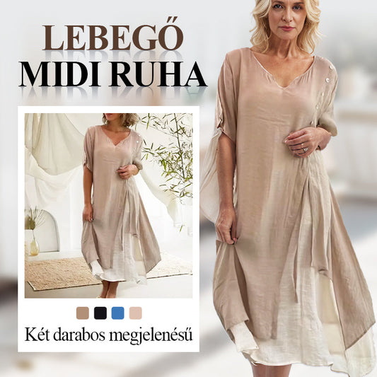 🍀🍃Női, két darabos megjelenésű, lebegő midi ruha