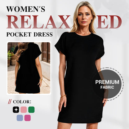 【S-2XL】💞Női ruha laza szabással, feltekert ujjakkal és zsebekkel