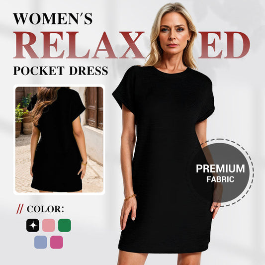 【S-2XL】💞Női ruha laza szabással, feltekert ujjakkal és zsebekkel