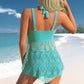 🌞 S-3XL 🩱 Csipkés, V-nyakú, egyrészes fürdőruha szett rövidnadrággal ⛱️