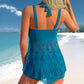 🌞 S-3XL 🩱 Csipkés, V-nyakú, egyrészes fürdőruha szett rövidnadrággal ⛱️
