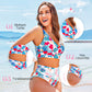 🌼👙 Női divatos, szexi, nyomtatott fürdőruha 3 darabos szett