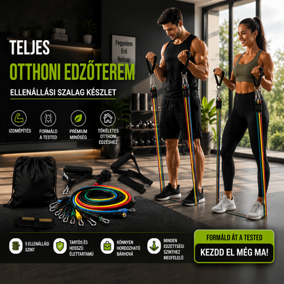 🏋️‍♀️ Ellenállási szalag készlet, teljes test edzéshez –Teljes test edzéshez, fogantyúkkal, ajtókampóval, hordtáskával – Utánvét 📿✨