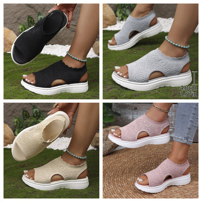 👡 Női lélegző kötött platform szandál – EU 36-45 – Utánvét ✨