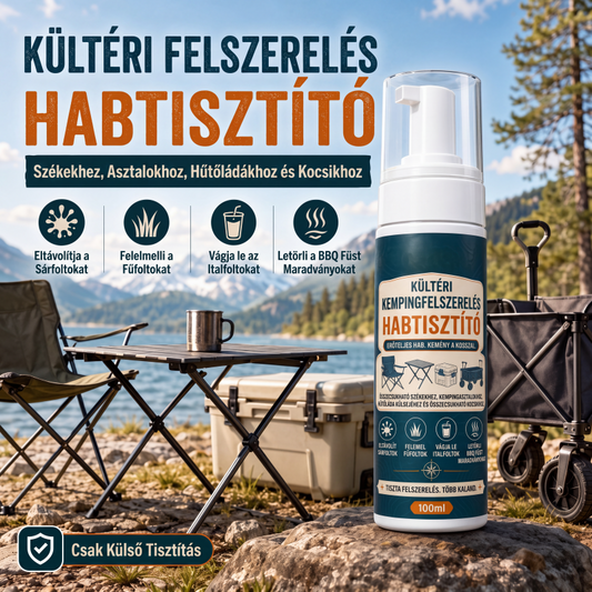 🏕️ Outdoor Camp Gear Foam Cleaner – Tisztítóhab felszerelésekhez, mikroszálas törlővel – Utánvét ✨