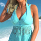 🌞 S-3XL 🩱 Csipkés, V-nyakú, egyrészes fürdőruha szett rövidnadrággal ⛱️