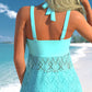 🌞 S-3XL 🩱 Csipkés, V-nyakú, egyrészes fürdőruha szett rövidnadrággal ⛱️
