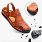 👞 Large Size Soft Leather Men's Breathable Outdoor Sandals | EU 40-47 – Cushioned Footbed, Slip-Resistant Sole for Hiking & Walking 🌿