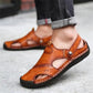 👞 Large Size Soft Leather Men's Breathable Outdoor Sandals | EU 40-47 – Cushioned Footbed, Slip-Resistant Sole for Hiking & Walking 🌿