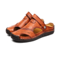 👞 Large Size Soft Leather Men's Breathable Outdoor Sandals | EU 40-47 – Cushioned Footbed, Slip-Resistant Sole for Hiking & Walking 🌿