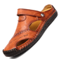 👞 Large Size Soft Leather Men's Breathable Outdoor Sandals | EU 40-47 – Cushioned Footbed, Slip-Resistant Sole for Hiking & Walking 🌿