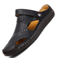 👞 Large Size Soft Leather Men's Breathable Outdoor Sandals | EU 40-47 – Cushioned Footbed, Slip-Resistant Sole for Hiking & Walking 🌿
