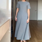 💖 Női egyszínű elegáns egyszínű rövid ujjú Maxi ruhák