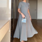 💖 Női egyszínű elegáns egyszínű rövid ujjú Maxi ruhák