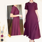💖 Női egyszínű elegáns egyszínű rövid ujjú Maxi ruhák