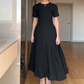 💖 Női egyszínű elegáns egyszínű rövid ujjú Maxi ruhák