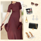 💖 Női egyszínű elegáns egyszínű rövid ujjú Maxi ruhák