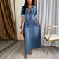 Női Button Down farmer Maxi ruha