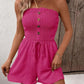 🔥👗Női pánt nélküli Frill Trim Shirred Tie Front széles lábú cső Romper