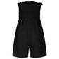 🔥👗Női pánt nélküli Frill Trim Shirred Tie Front széles lábú cső Romper