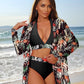 👙【S-XL】Női fürdőruha trópusi mintával - takaró, felső és alsó bikini🌞🏝️