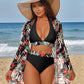 👙【S-XL】Női fürdőruha trópusi mintával - takaró, felső és alsó bikini🌞🏝️