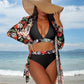 👙【S-XL】Női fürdőruha trópusi mintával - takaró, felső és alsó bikini🌞🏝️