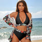 👙【S-XL】Női fürdőruha trópusi mintával - takaró, felső és alsó bikini🌞🏝️
