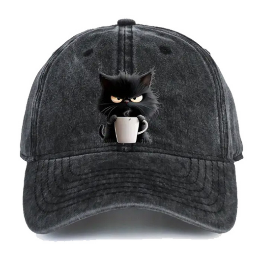 🐾✅ Cuki fekete macskás sapka – vintage baseball | Raktáron, uniszex – Utánvét 📦