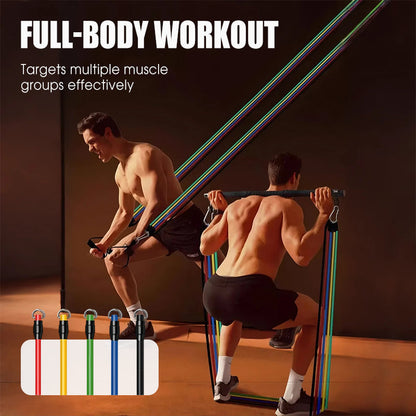🏋️‍♂️ Fogantyús ellenállási szalag készlet otthoni edzéshez – Személyre szabott intenzitás, teljes testet átmozgató edzés – Utánvét 💪✨