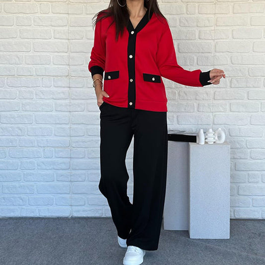 Női alkalmi színes blokkos kétrészes szett