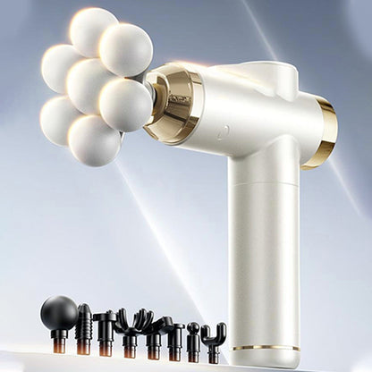 💆🔋 Intelligens mélyizom masszírozó – okostelefonos app vezérléssel | 6 cserélhető fej, 3200 ütés/perc, brushless motor – edzés után, irodába és utazáshoz ⚡✨🧳