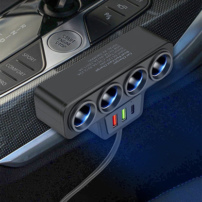 🔌 7-in-1 autós szivargyújtó-adapter | USB, Type-C, QC3.0 és voltmérővel