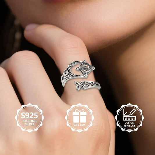 💍🔥 Kelta csomós nyitott gyűrű – S925 ezüst | Állítható, örök szeretet – Utánvét 💪