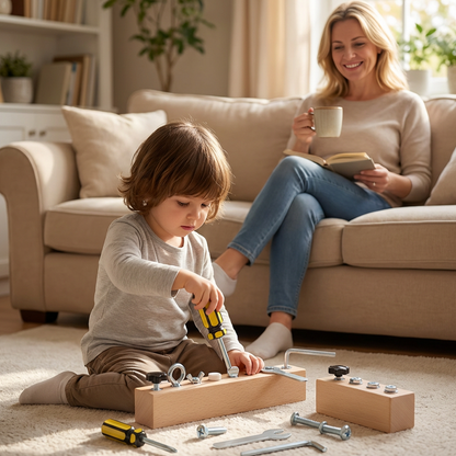 🎁 Montessori fémcsavarozó tábla játék | Finommotorika fejlesztése – csavarok, anyák és csavarhúzó tartozékokkal 🛠️