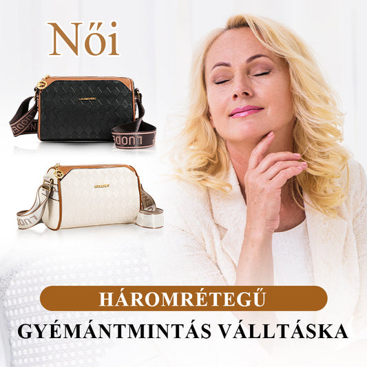 👛 Női háromrekeszes mintás válltáska | Stílusos és praktikus, tökéletes mindennapi használatra