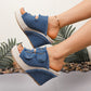 👡 2026 Női alkalmi denim platformos szandál | Divatos farmer anyag, vastag talp – stílusos és kényelmes viselet 🌸