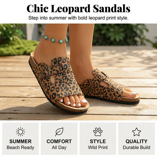 🐆 Leopárd mintás csatos platform papucs | Divatos állatminta, vastag talp, kényelmes viselet – ideális nyári sétákhoz és strandoláshoz ☀️👡
