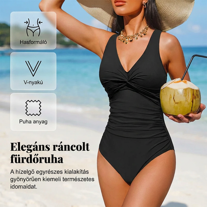 👙 Női derékvonalat kiemelő egyrészes fürdőruha | Optikai karcsúsítás, magasított vágás – tökéletes alakformálás a strandon 🌊✨