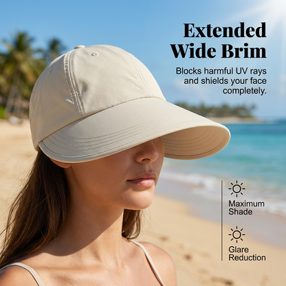 🧢 Női, széles karimájú, baseball stílusú napellenző sapka 🌞 | UPF 50+ védelem, légáteresztő anyag – ideális kertészkedéshez, túrázáshoz és strandoláshoz 🏖️✨