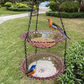 🐦 Retro stílusú függő etető és fürdő madaraknak | Rusztikus öntöttvas tálca kettős funkcióval – „shabby chic” stílusú kerti dekoráció vadmadarak számára 🌿✨