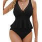 💃 Peplum tankini fürdőruha – női | Alulmúló szoknyás alsó, kétrészes, alakformáló – Utánvét 🔥