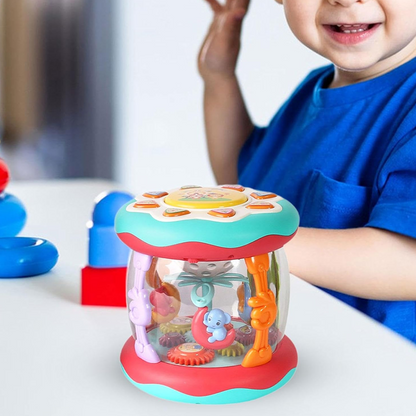 🎁🌊 Tengeri motívumokkal díszített zenei játék csecsemőknek | Világító, forgó játék állathangokkal, amely ösztönzi a mászást és szórakoztatóbbá teszi a hasra fekvés idejét – ideális ajándék 6–12 hónapos csecsemőknek 🧸