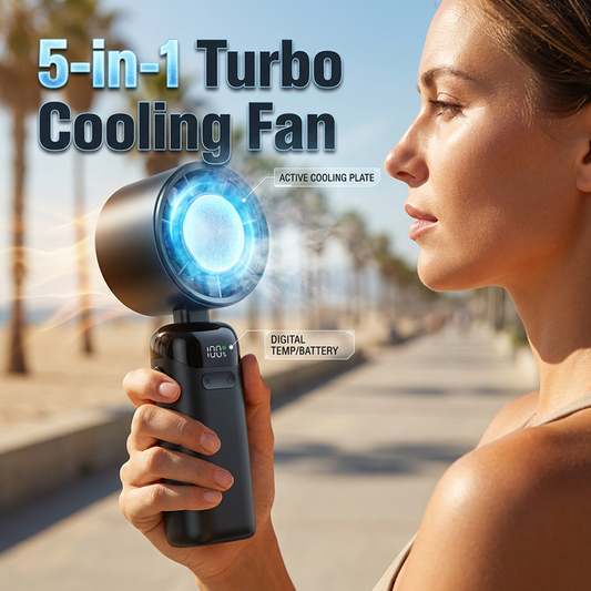 🧊 Jéghűtéses ventilátor digitális kijelzővel |  3 sebességfokozat + hűtési mód, összecsukható talp ✅