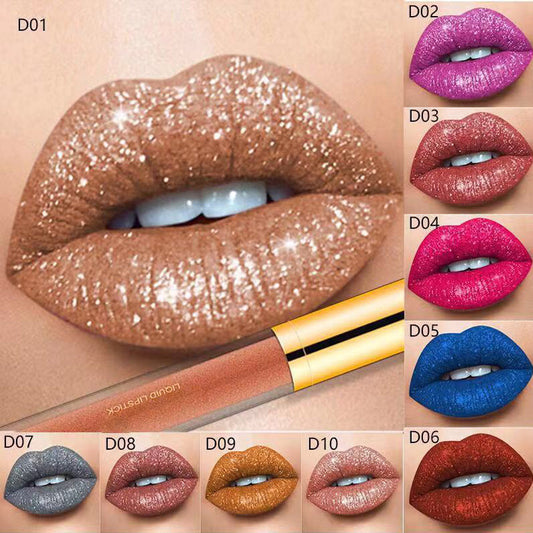 💋 Fémes glitter rúzs – Liquid Diamond | Gyémánt fény, matt finish, vízálló – Utánvét 🎯