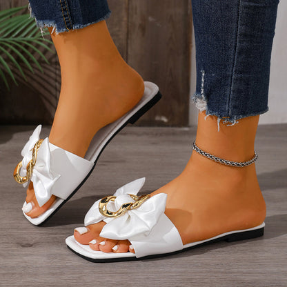 👡 Masnis, láncos díszítésű lapos talpú szandál | Műbőr, puha talpbetét, nyári alapdarab – Utánvéttel ✨