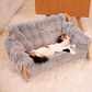 🛏️😺 Emelt állatágy – tömörfa váz | Puha, mosható huzat – Utánvéttel 💪